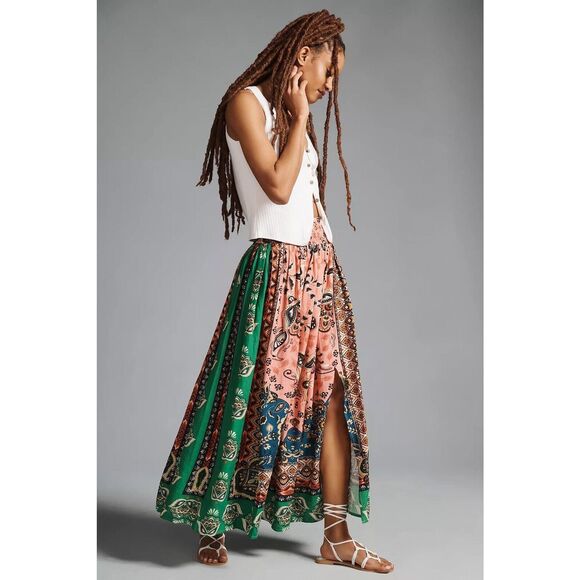 New Farm Rio x Anthropologie A-Line Side-Slit Skirt Size Medium - Picture 1 of 10